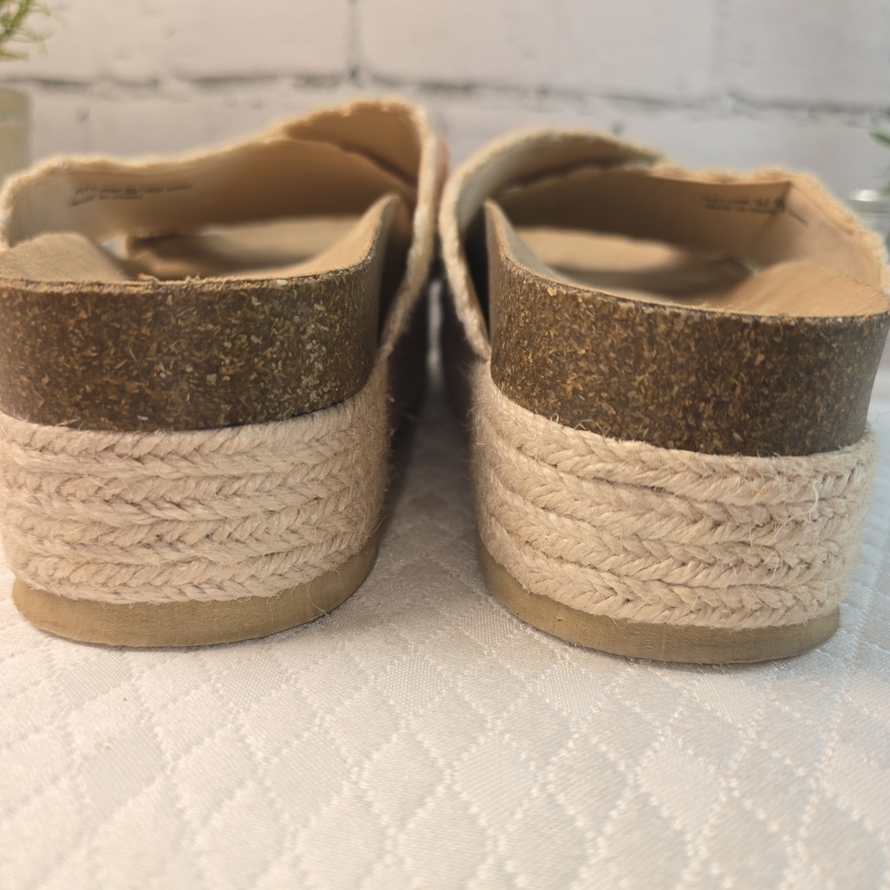 DIRTY LAUNDRY PLAYS COLORFUL CROCHET ESPADRILLE PLATFORM SANDALS CORK SOLE 9 EUC - Picture 5 of 8
